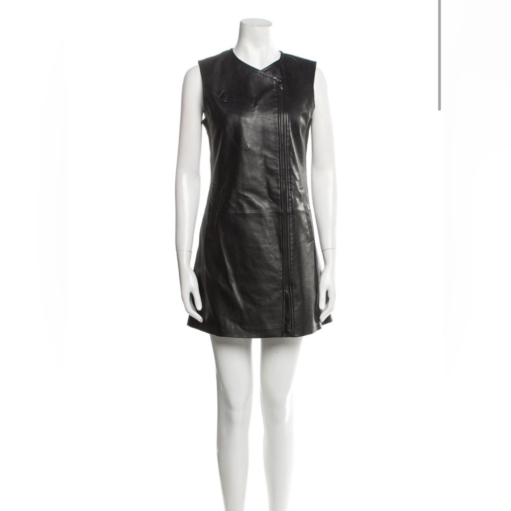 Like new Neiman Marcus Black Leather Mini Dress